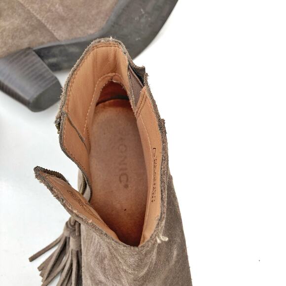 Vionic Madeline Bootie Taupe Suede Comfort Arch Support Zip Ankle Boots  Western - Picture 15 of 16